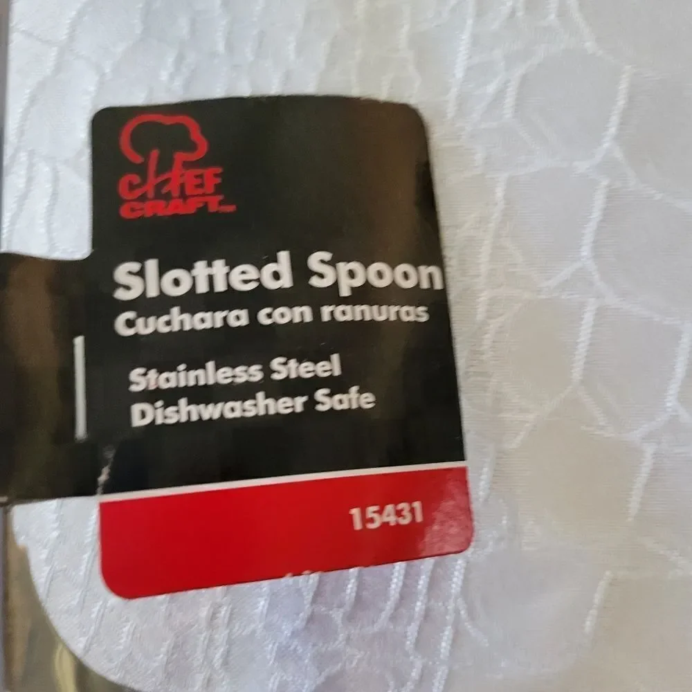 3 Chef Craft Basic Stainless Steel Slotted Spoons, 11.75 inch, Black